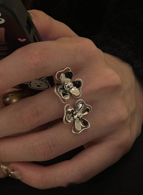 银色花朵戒指女开口2026新款小众