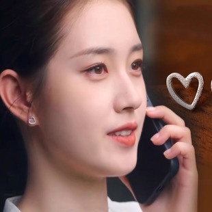 盛夏芬德拉白清玫郭宇欣同款爱心耳钉2026新款爆款高级感耳环耳饰