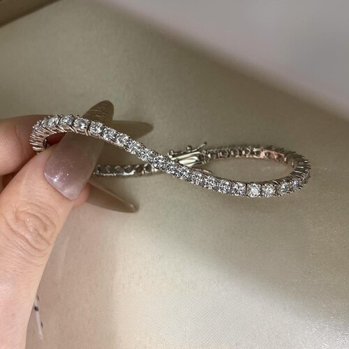 银色爆闪仿满钻连排网球手链女款