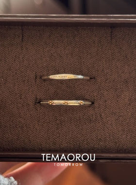 S925纯银极细不撞款字母雕金小花对戒高级感百搭食指戒指环时尚秋