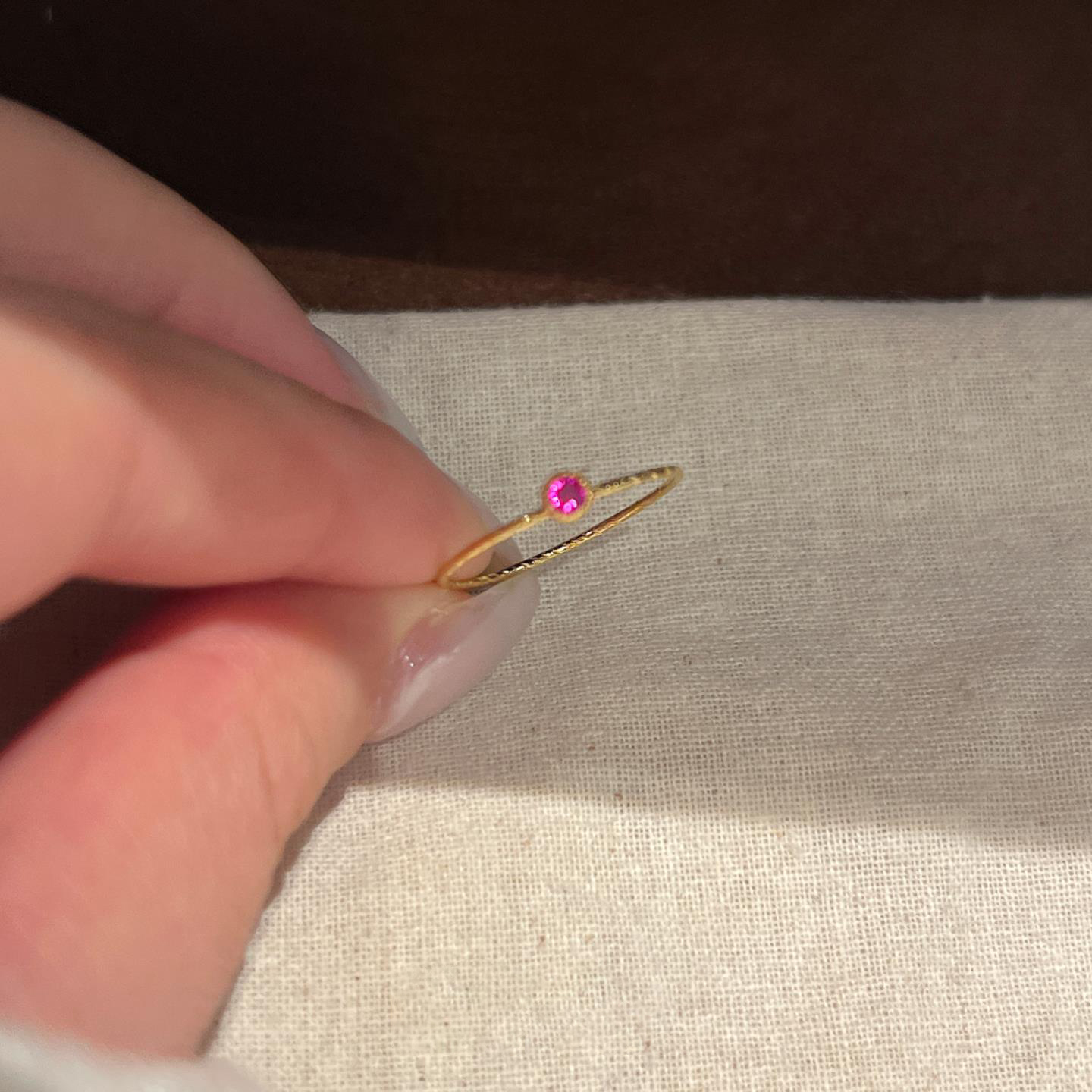 粉色素圈细款戒指女ins简约小众