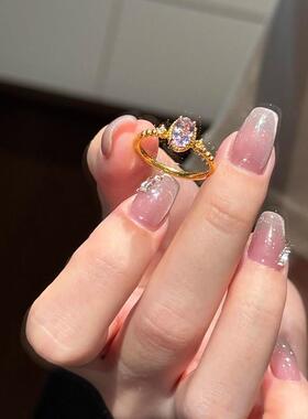 仿紫水晶戒指女款小众设计轻奢