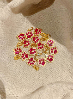 可爱小猫爪吊坠项链女款仿红宝石