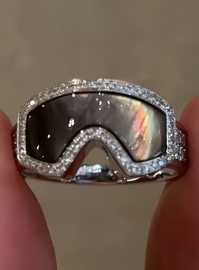 渐变滑雪镜戒指女独特小众设计感