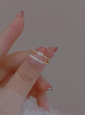 925纯银锆石爱心戒指女细款素圈食指戒尾戒小众设计对戒甜美精致