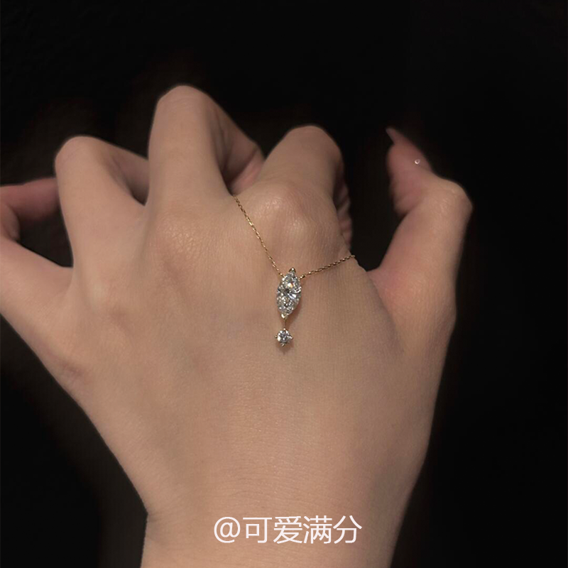 S925纯银玫瑰金莫桑马眼石项链女