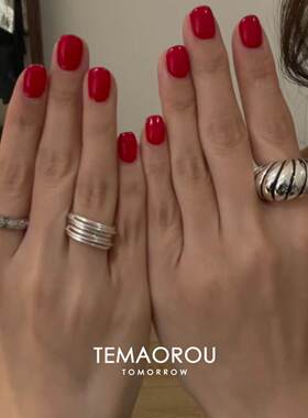 韩系银色牛角包戒指女小众设计感