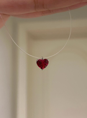 红色爱心吊坠项链鱼线2025新款