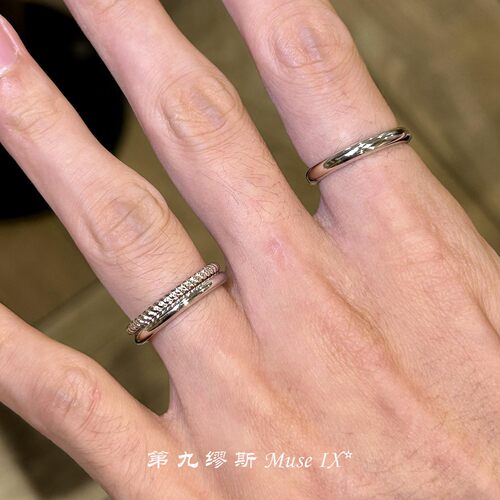 清冷感三合一素圈戒指极简风叠戴