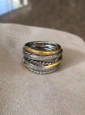 多层分色线条戒指女小众设计轻奢