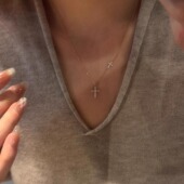 金色双十字架吊坠项链女款 爆闪精致简约百搭轻奢高级感小众锁骨链