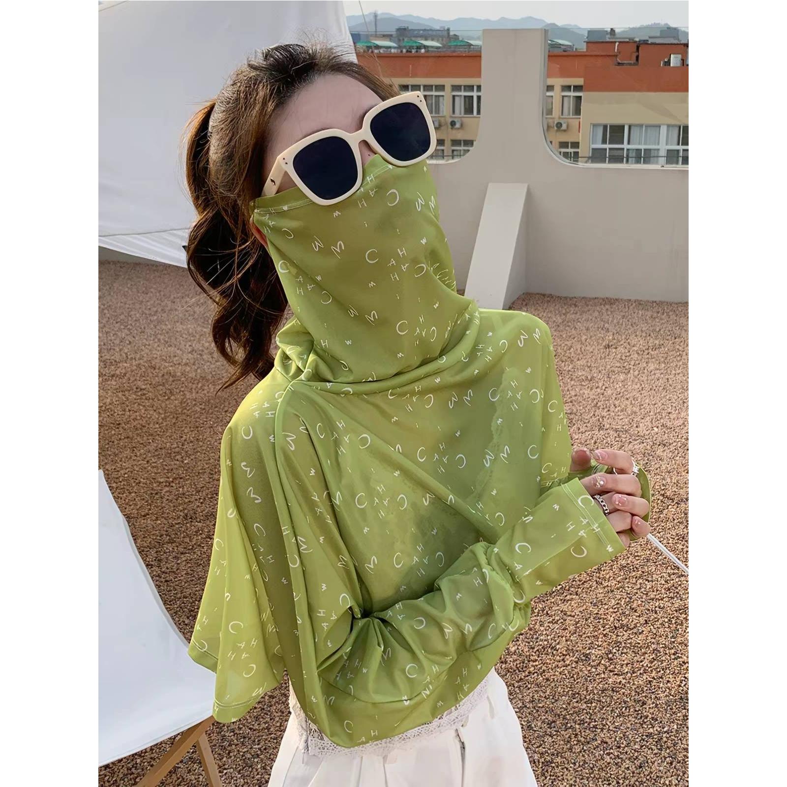 纯色防晒披肩女夏季新款遮脸开车