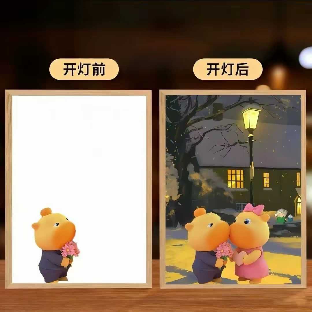 水豚噜噜灯光画可爱周边桌面灯光