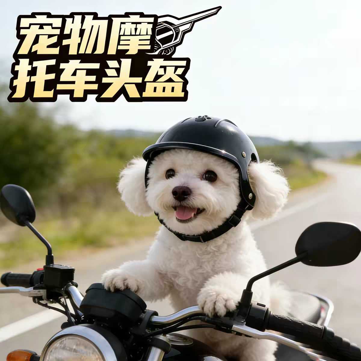 比熊专用狗狗摩托车头盔小型犬
