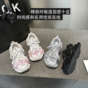 夏季透气网面女鞋薄款网眼厚底百搭黑色鞋子上班不累脚老爹鞋增高