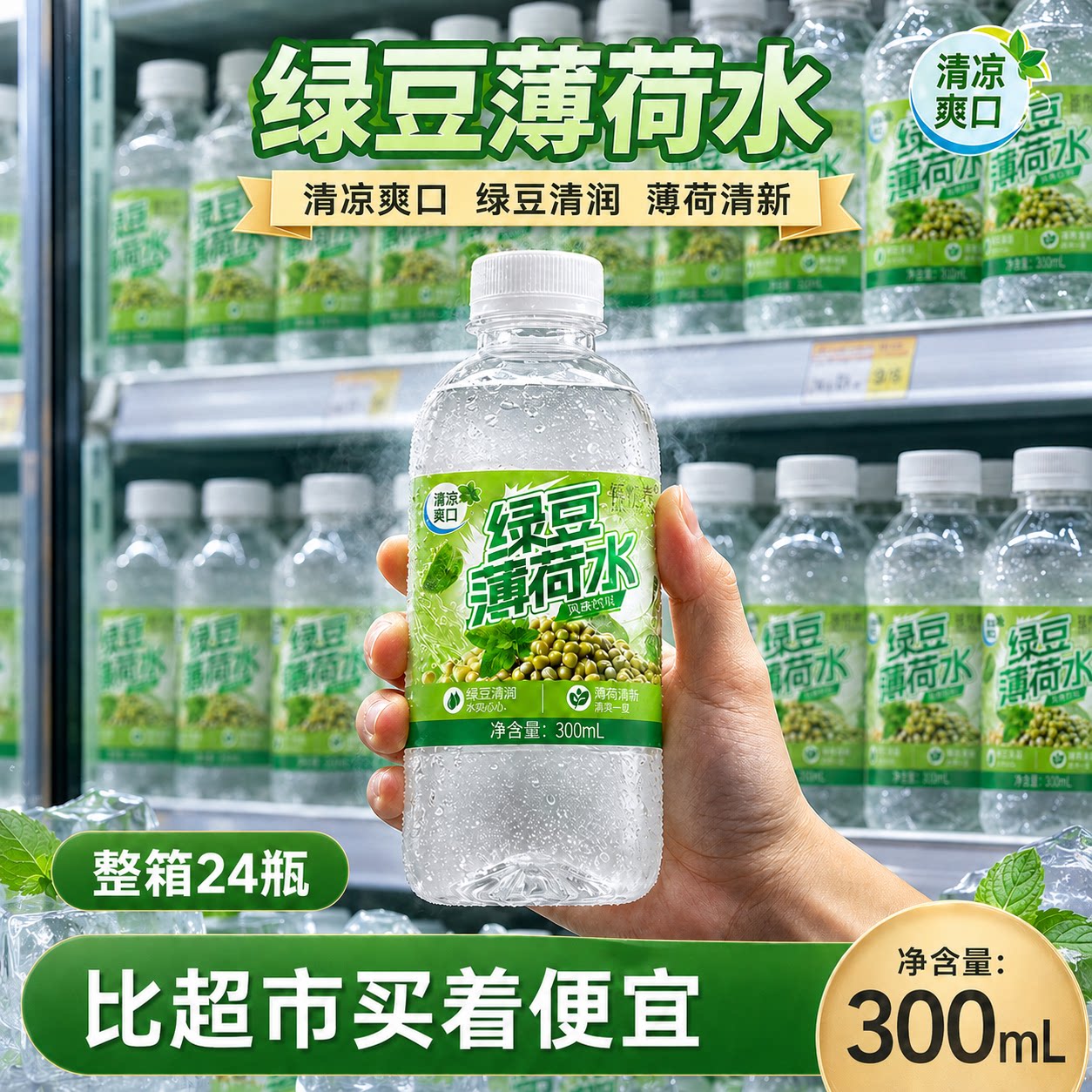 消暑神器绿豆薄荷水清爽凉茶便携瓶装饮品居家囤货整箱包邮饮料