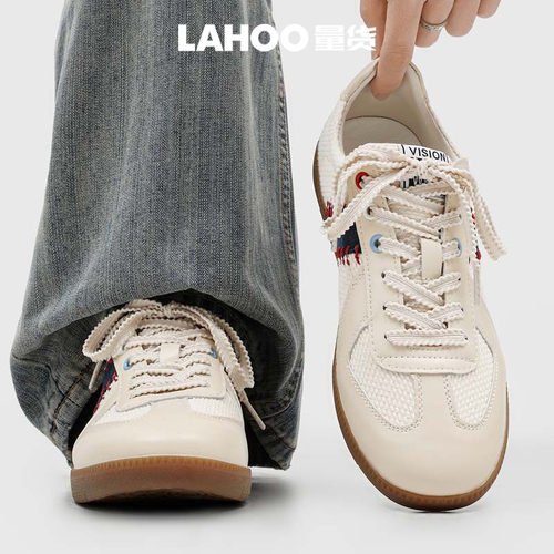 LAHOO量货 棒球德训鞋男2026运动阿甘板鞋百搭复古时尚小白休闲鞋