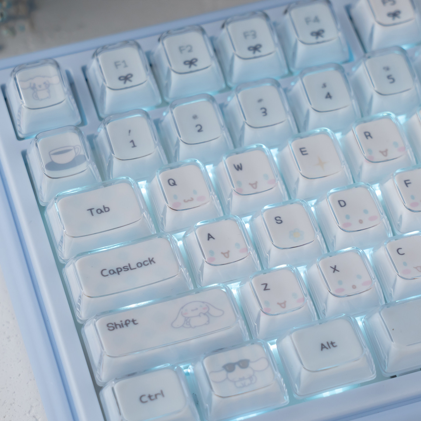 URE原创玉桂狗水晶果冻机械键盘键帽客制化磁轴KDA高度PBT+PC双层