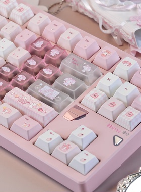 URE美乐蒂主题机械键盘键帽侧透光粉色热升华PBT+PC原厂/MOA高度