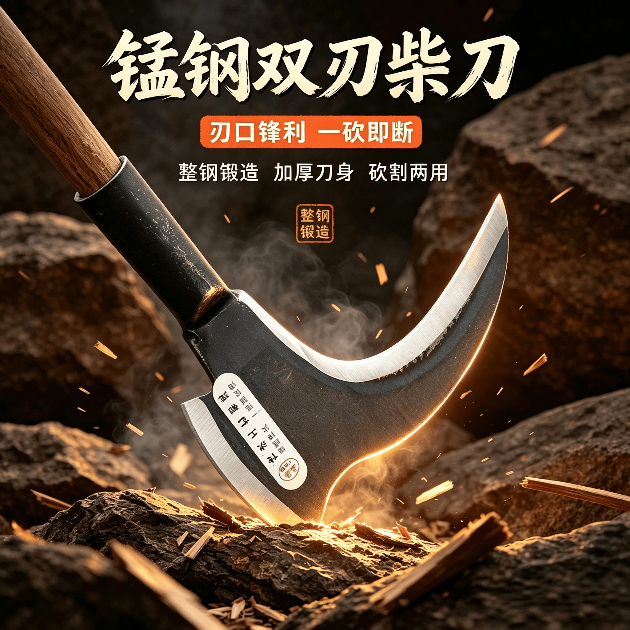 镰刀割草刀砍割两用高硬度锰钢长柄老式两用手工锻打专用户外农用图片