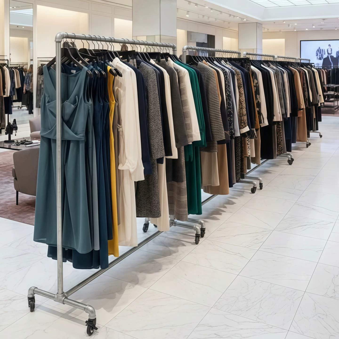 服装店展示架铁艺龙门架带轮衣架衣服落地挂衣架水管服装架晾衣架