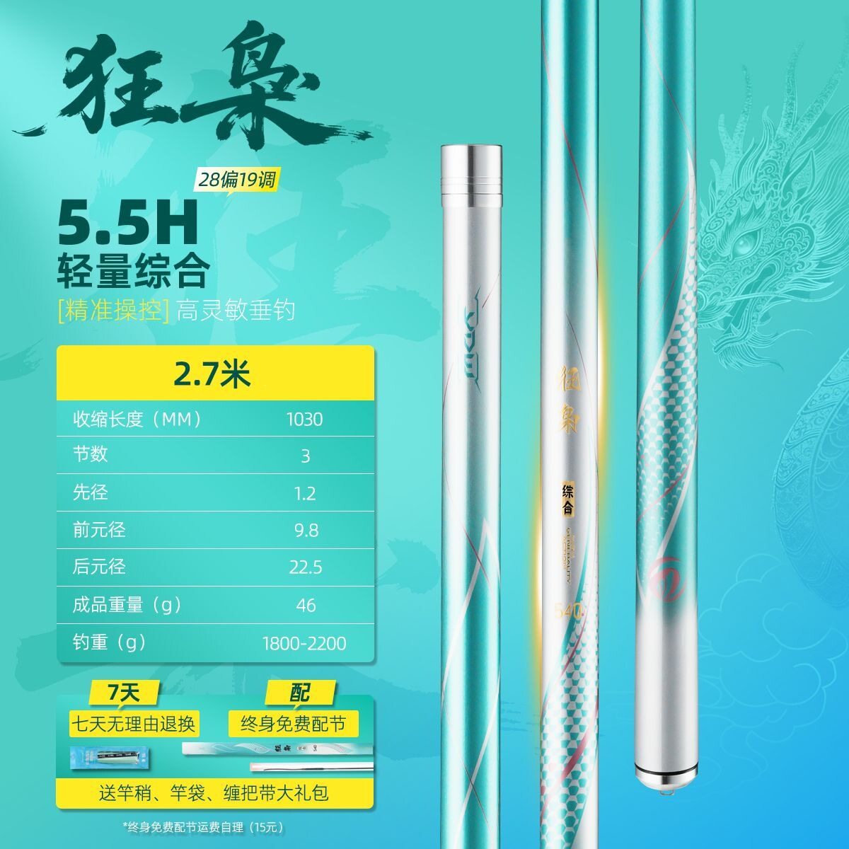 คันเบ็ดตกปลา Wild Fishing King Crazy Owl รุ่น 28 ถึง 19 คันเบ็ดตกปลา เบาพิเศษ แข็งแรงพิเศษ คันเบ็ดจากไต้หวัน