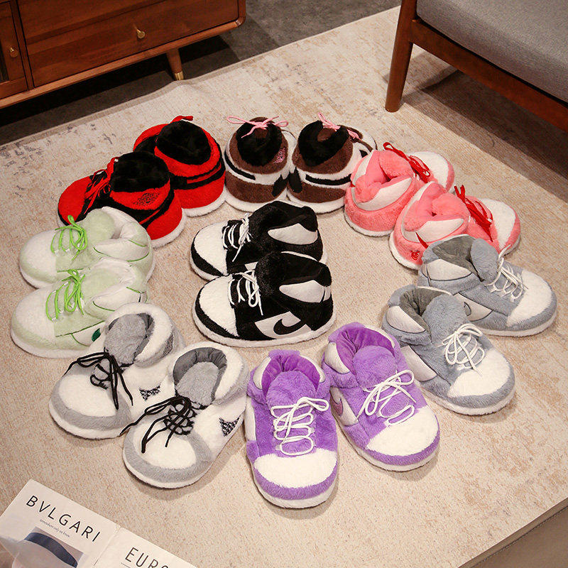 冬季恶搞拖鞋aj锥搞怪椰子棉棉鞋室内情侣居家保暖毛绒鞋网红大女
