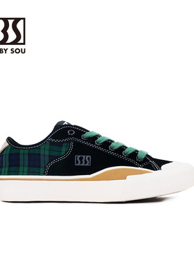 SEWBYSOU千鸟格低帮复古硫化帆布鞋 SBS户外休闲鞋日系运动滑板鞋