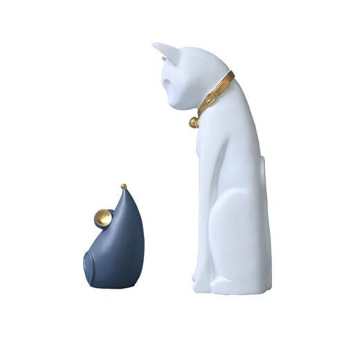 简约现北欧创意猫鼠摆件家居轻奢客厅电视柜礼品软装饰书桌摆件
