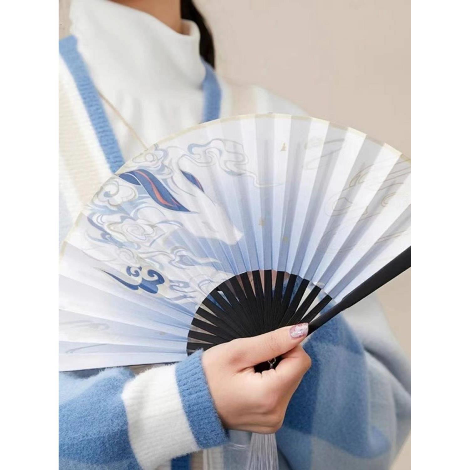 甘雨主题印象系列周边绢布同人国风璃月仙人小巧精美礼品折扇
