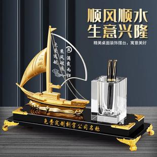 饰摆件老板办公桌高端定制笔筒轻奢高级感退伍军 笔筒办公室桌面装