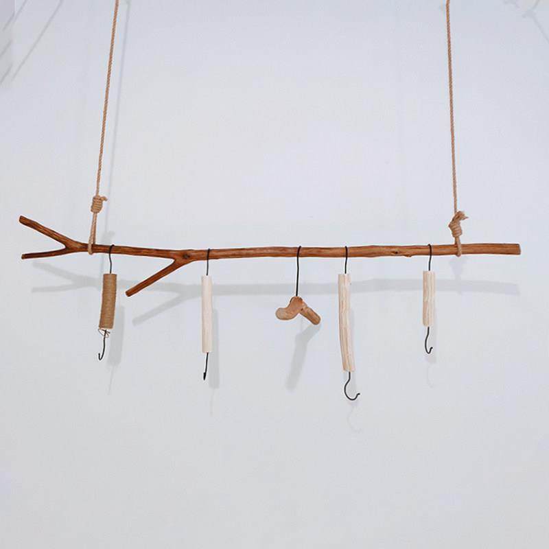 服装店树枝挂衣杆深色复古民宿挂衣架男女童装橱窗吊杆衣服展示架