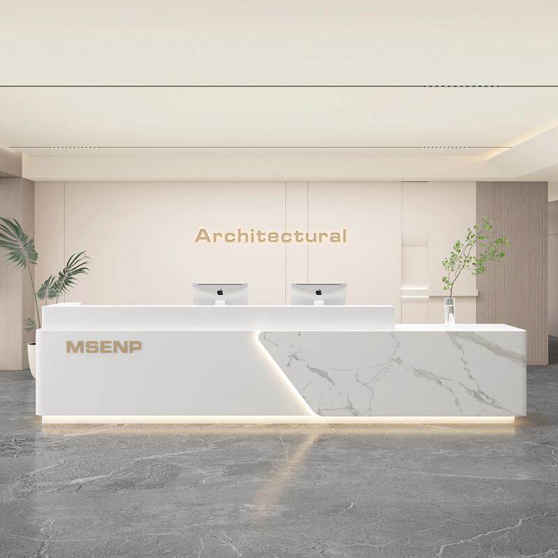 定制简约现代公司前台烤漆吧台桌酒店大堂会所接待台美容院收银柜