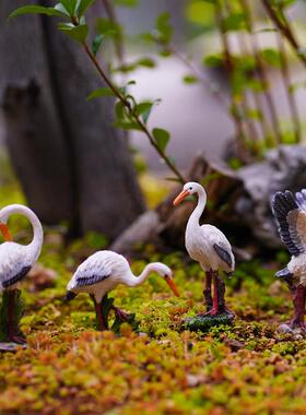创意白鹭摆件仿真动物仙鹤庭院花园微景观盆景假山鱼池造景装饰品