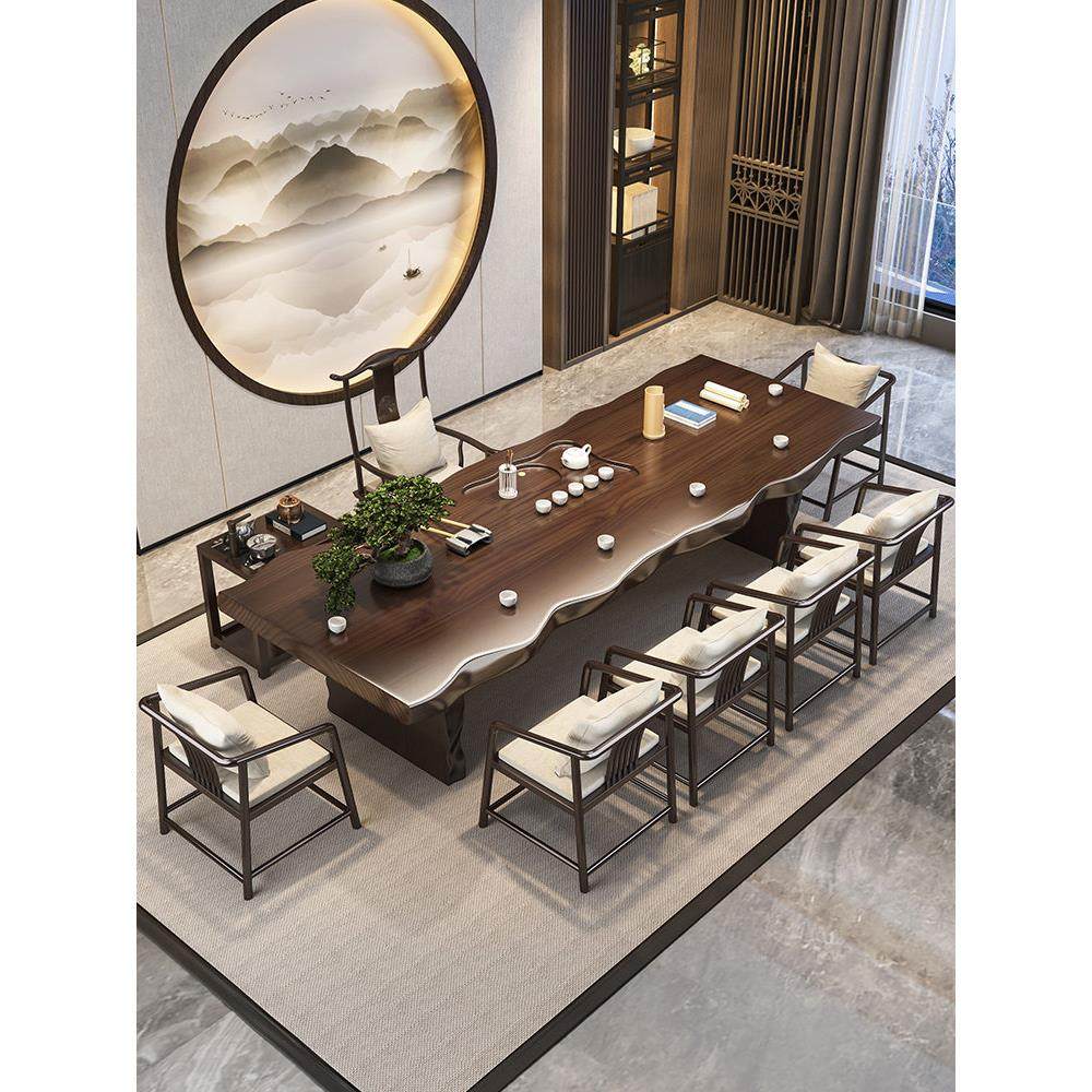 大板实木茶桌现代简约功夫茶台新中式禅意办公室喝茶泡茶桌椅组合,住宅家具,茶几,淘宝优惠券,粉丝福利购,淘宝优惠卷