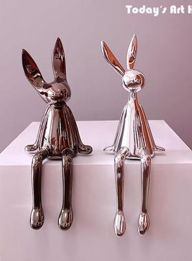 现代轻奢潮玩艺术兔子客厅书房儿童礼物电视柜样板间装饰个性摆件