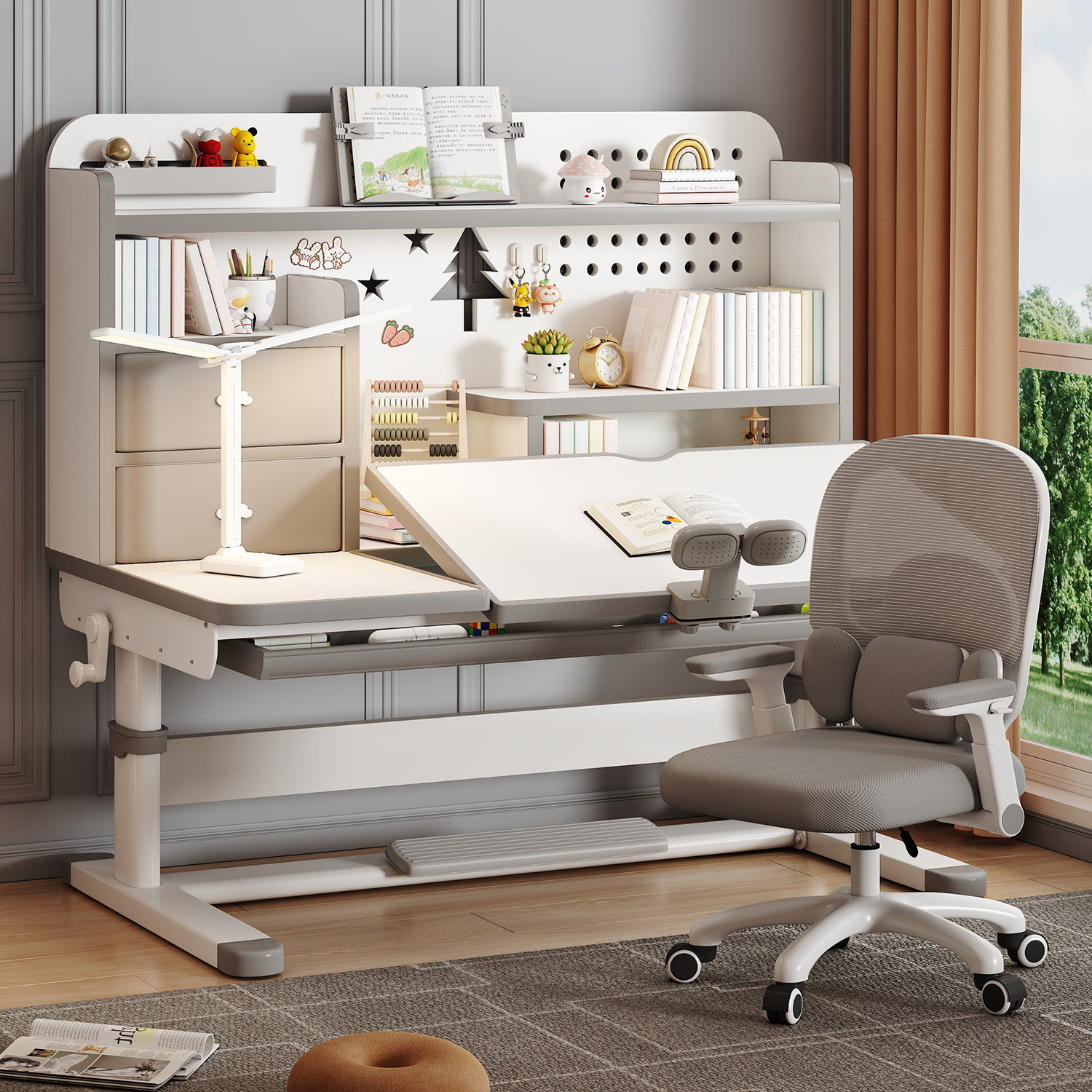儿童学习桌椅家用作业书桌可升降书桌小学生专用实木大白桌套装,住宅家具,儿童学习桌,淘宝优惠券,粉丝福利购,淘宝优惠卷