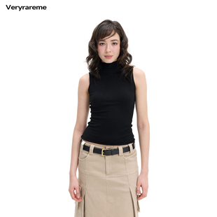Veryrareme 背心带细闪纱线上衣 高领针织无袖