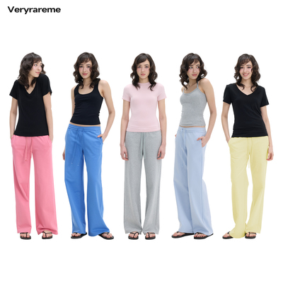 Veryrareme 低腰直筒阔腿宽松卫裤