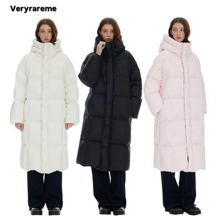 Veryrareme90白鸭绒宽松立领连帽轻暖长款 羽绒服