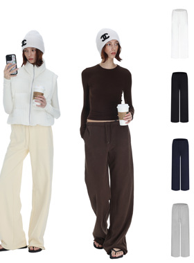 Veryrareme 薄绒抽绳低腰宽松毛边卫裤