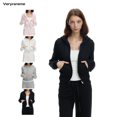 Veryrareme基础款修身短款连帽收窄卫衣
