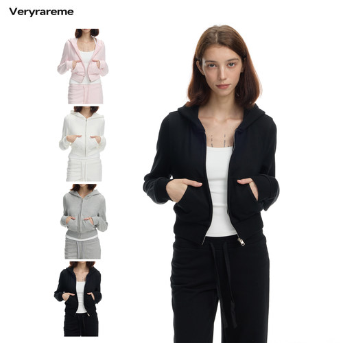 Veryrareme基础款修身短款连帽收窄卫衣