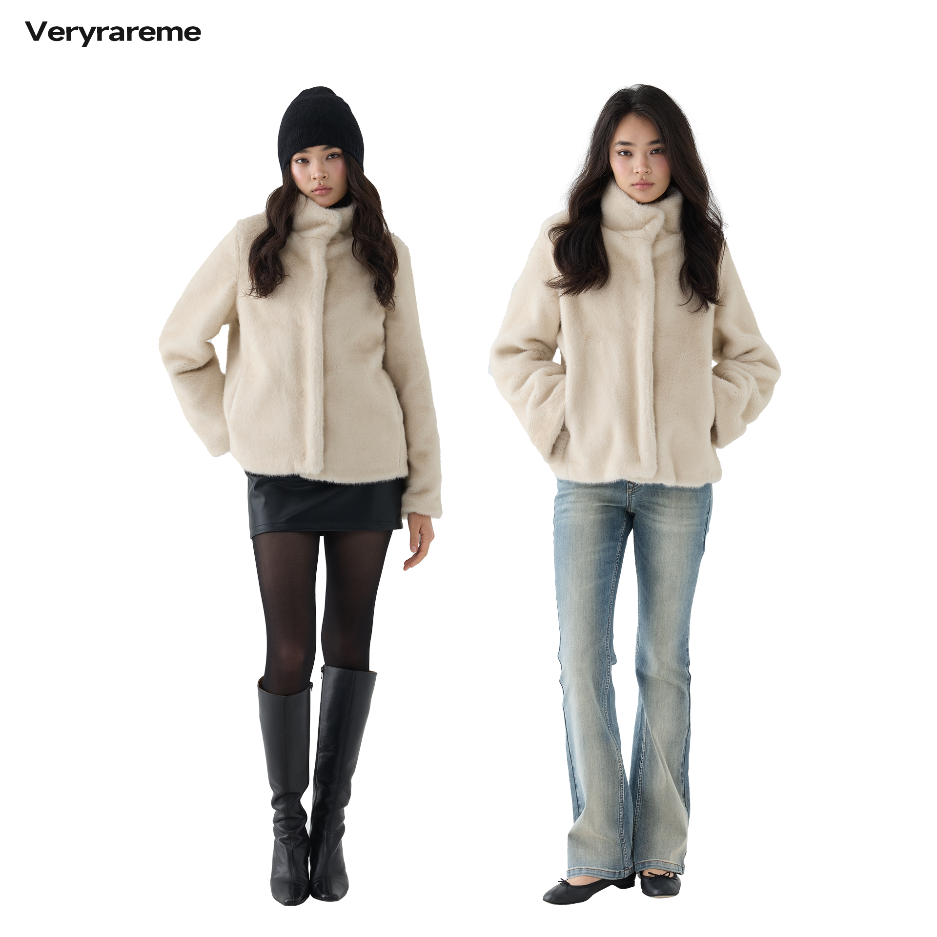 Veryrareme立领短款环保皮草外套图片