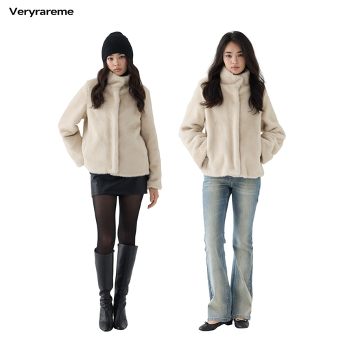 Veryrareme立领短款环保皮草外套