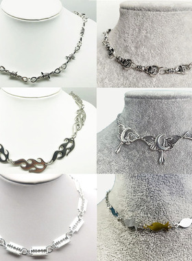 朋克嘻哈荆棘芒刺金属项链