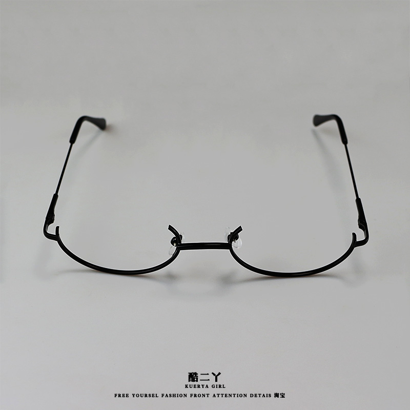 御姐眼镜框网红半框二次元日系无镜片黑色半截下框架女软妹拍照潮
