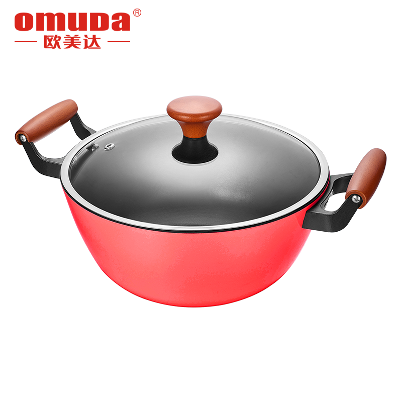 欧美达珐琅瓷榉木手柄铸铁炖锅 26CM