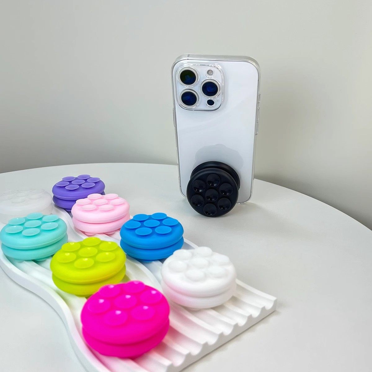 双面吸盘式气囊手机支架粘贴镜子墙面玻璃厨房浴室卫生间背贴桌面