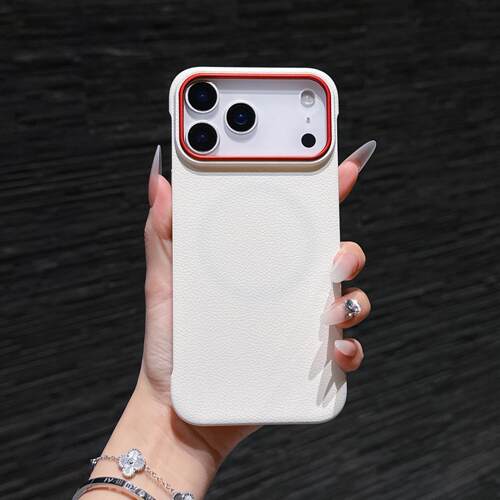 新款无边框荔枝纹适用于iPhone18promax磁吸壳苹果17promax高级感时尚16promax不沾指纹创意15/14pro外壳